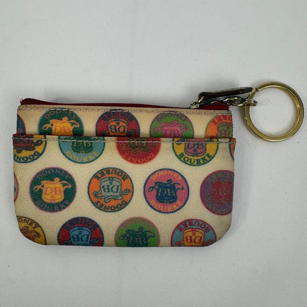 Dooney & Bourke Vintage Delicat Medallion Coated Canvas Coin Pouch Key Chain